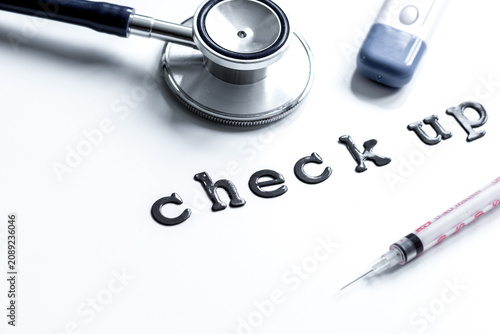 concept time health check up on white background