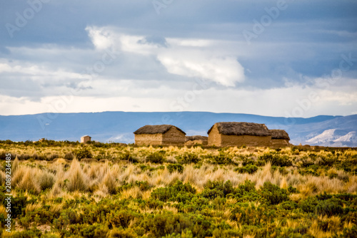 Landscape of Bolivia, prairie and mountains. Nature of Altiplano, South America