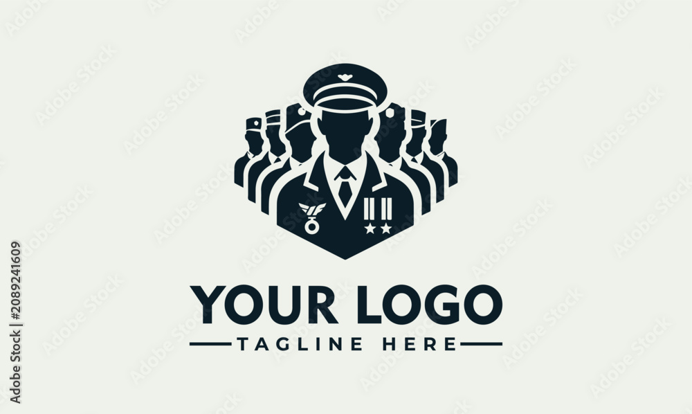 Fototapeta premium military vector logo illustration of armed forces personnel in uniform