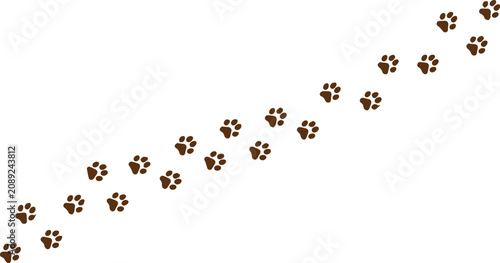 Canvas Print Animal paw print trail, brown pet footprint path, dog or cat walking track, wild