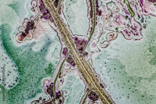Cuadro en lienzo Macro of unique tinguaite rock polished surface from Khibiny forming a microscop