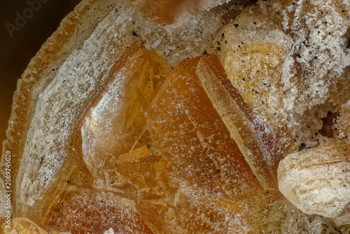 Photos Macro photography of polychrome orange Quintinite crystals texture