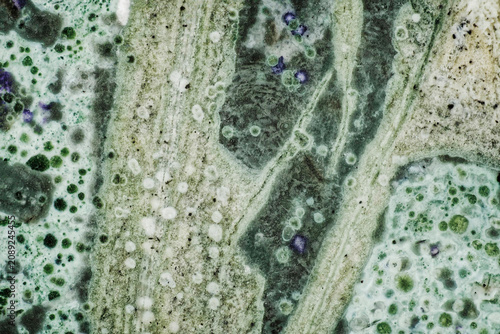 Quadro su tela Macro of unique tinguaite rock polished surface from Khibiny forming a microscop