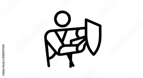 Bild auf Leinwand Illustration of a person holding a shield for protection.