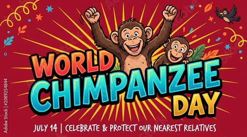 Joyful Chimpanzees Celebrating Environmental Awareness and Wildlife Conservation on Annual International July Primates Event