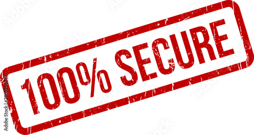 Tableau sur toile 100% SECURE red rubber stamp imprint on isolated background style