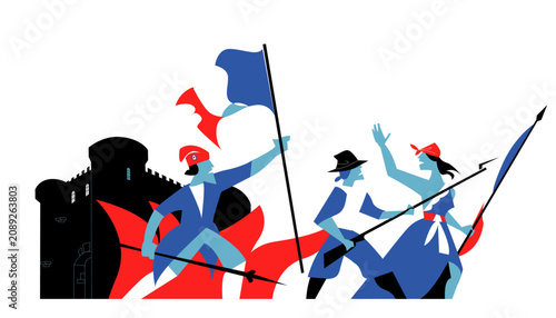 French Revolution and Bastille1789–1799, vector illustration