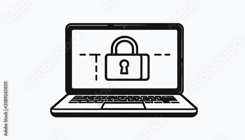 Laptop with padlock on screen display.