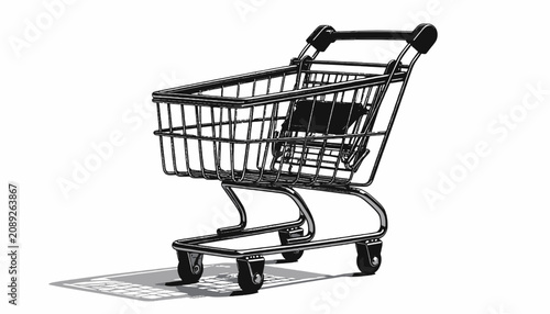 Shopping cart on white background.