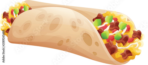 Quadro su tela Mexican food wrap variation Authentic street food, traditional cuisine, fast food, Tex-Mex