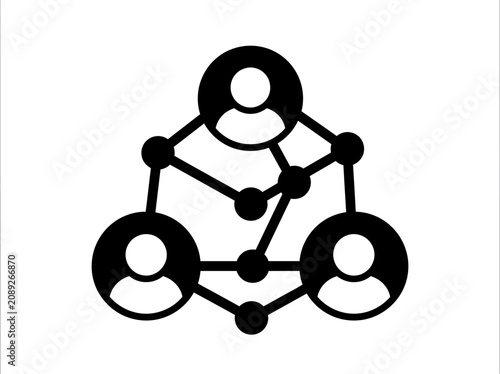 Three Connected People Icons Representing Social Networking Communication and Team Collaboration Structure