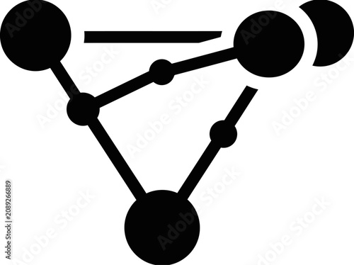 Minimalist Geometric Molecular Structure Graphic Symbol for Scientific Research and Molecular Biology Conceptual Design