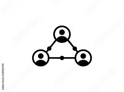 Abstract representation of a triangular network connecting three individuals with nodes, symbolizing community and collaboration