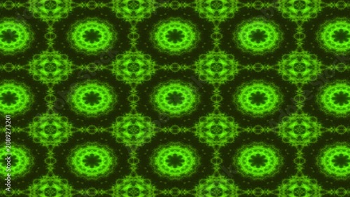 4K Motion Graphic Seamless Neon Green Kaleidoscope Geometric Mandala Pattern
