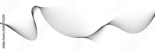 Abstract wavy lines pattern flowing smooth curve halftone gradient. Dynamic wave line pattern isolated on transparent background. Editable stroke vector background
