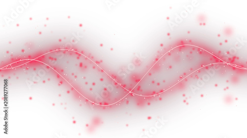 Fotografija Red wavy lines and sparkling particles on transparent background wave sinusoidal