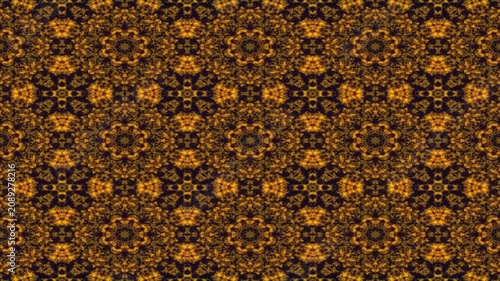 4K Motion Graphic Seamless Golden Kaleidoscope Geometric Mandala Pattern
