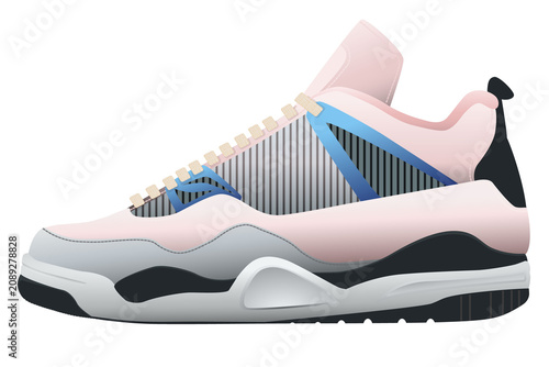Profile of a high-top sports sneaker for an active lifestyle.