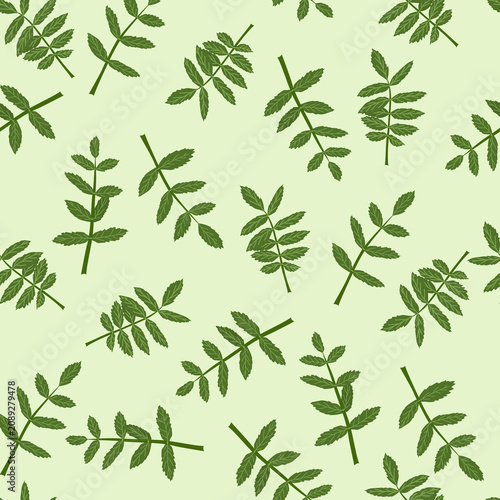 Leaf print in soft green tones