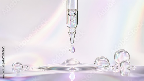 Clear Serum Dropper with Rainbow Reflections