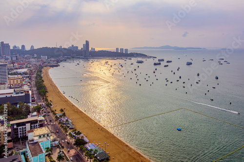 Impressions of a part of Pattaya beach area.The approximately 3 kilometers long Pattaya Beach is the lively main beach of the city. Thailand.