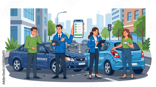 Car Accident Insurance Claim Process Illustration