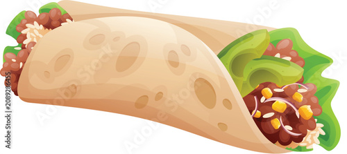 Bilde på lerret Authentic Mexican food burrito, traditional cuisine fast food Tex-Mex street food wrap variation