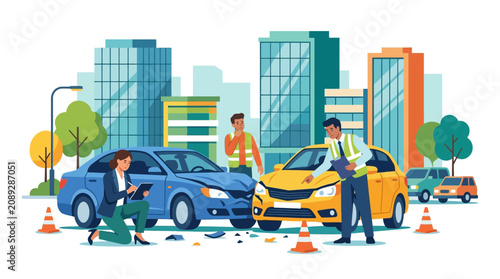 Car Accident Investigation in City; Damage Assessment and Insurance Claims