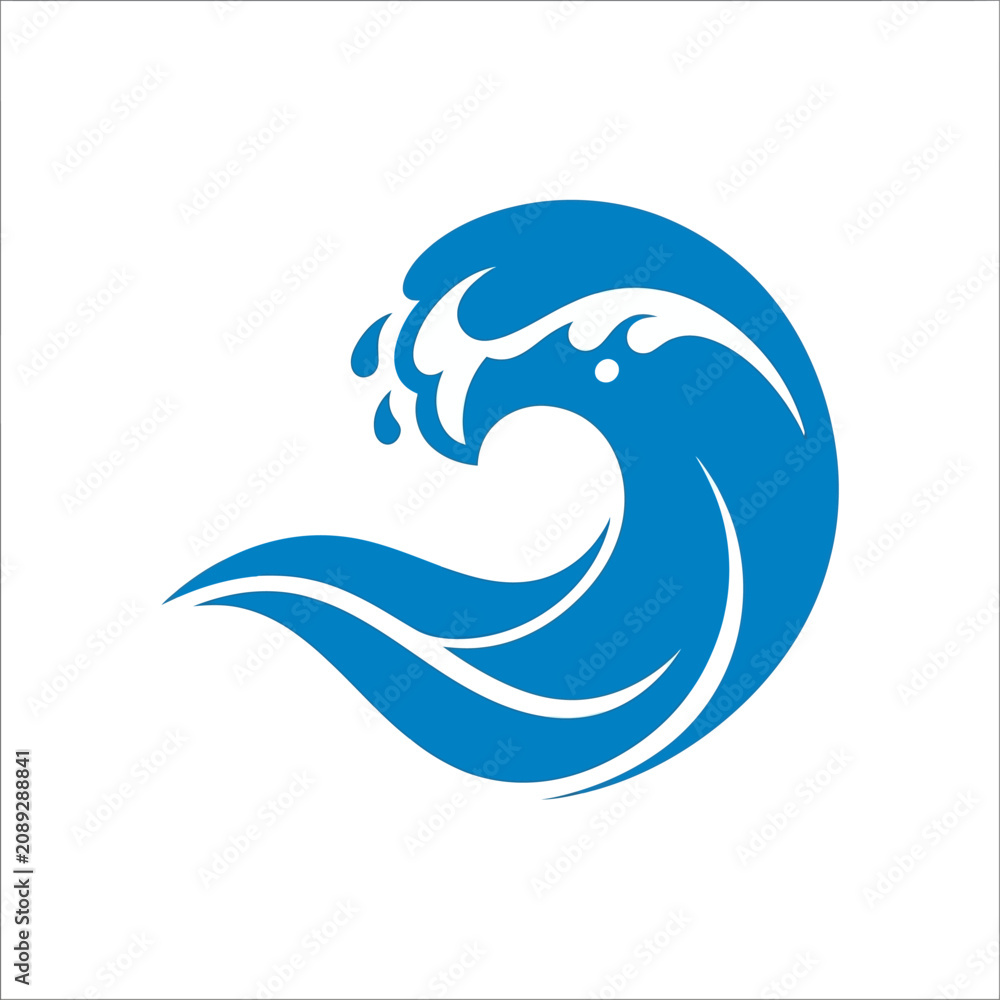 Naklejka premium Tide sea wave curl icon vector element for ocean concept