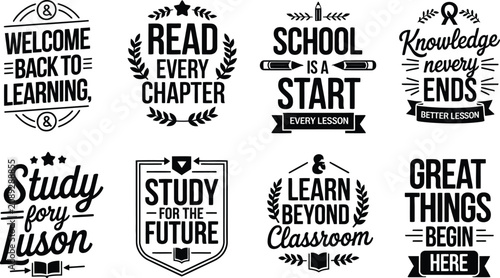 Tableau sur toile Collection of motivational educational phrases and symbols for back to school le