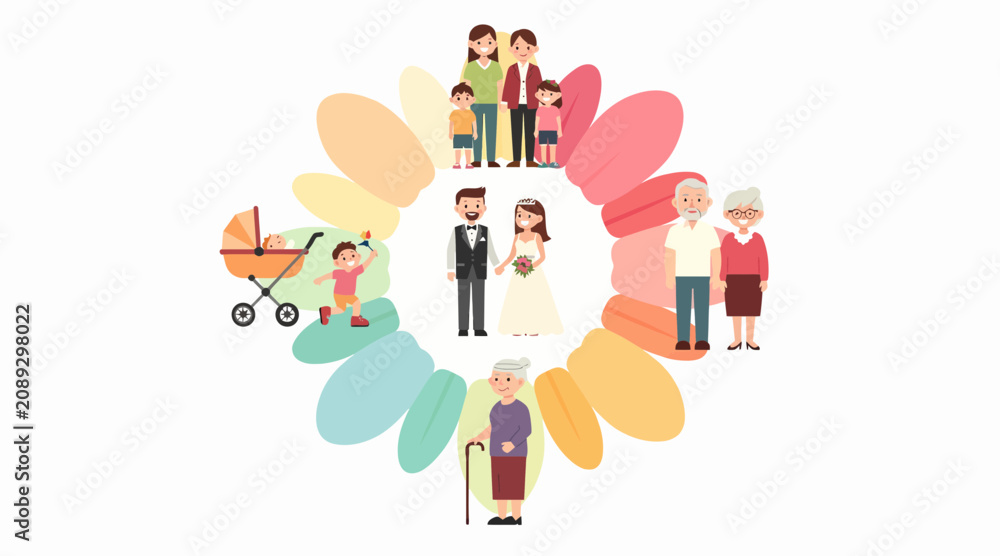Fototapeta premium Generations Family Life Cycle Concept Illustration