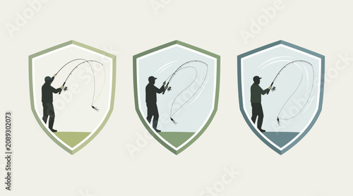 Fly Fishing Sport Icons Vector Set