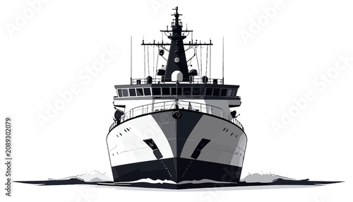 Foto Large Ship Sailing Through Open Water.