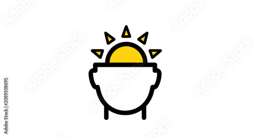 Картината върху платно Human head icon with a rising sun inside.