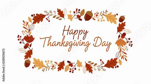 happy thanksgiving day autumn leaves wreath