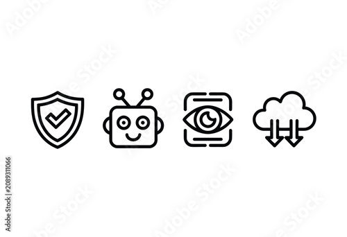 セキュリティとテクノロジーのアイコンベクターイラスト