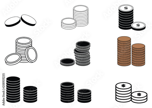 積み重ねた硬貨のベクターイラスト