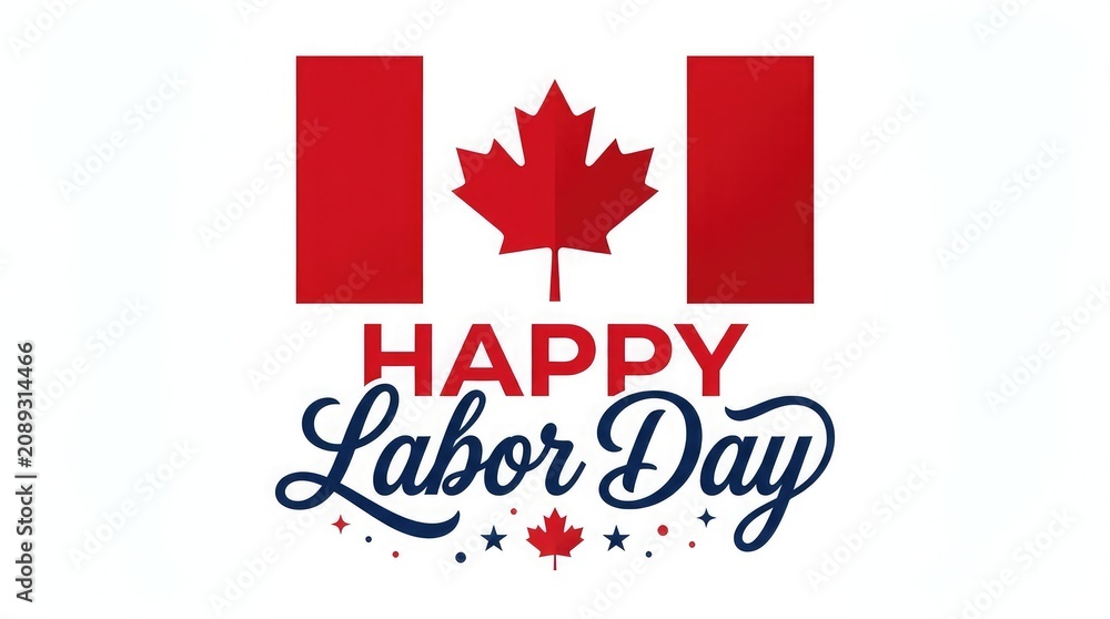 Fototapeta premium Happy labor day canada illustration festive graphic for september holiday celebrations and national recognition