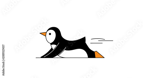 Photos Cartoon penguin running with motion blur effect.