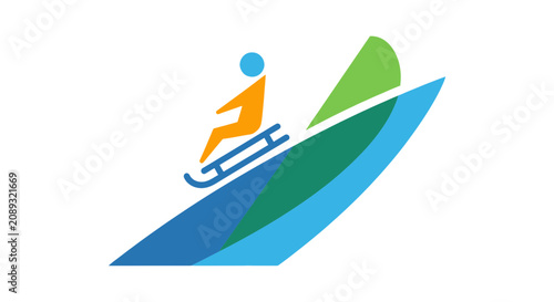Bild auf Leinwand Colorful illustration of person sledding on wave design.