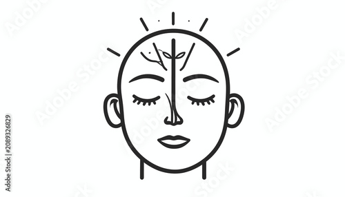 Fotografía Woman face with closed eyes meditation.