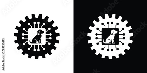 Canvastavla Dog microchip logo icon vector set