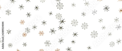 Fényképezés beautiful detailed snowflakes scattered across a clean white background for wint