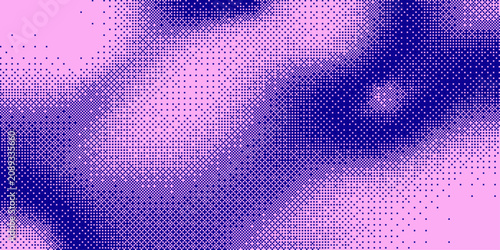 Blue and pink pixelated bitmap texture background. Retro pixel art, glitch dither pattern, 8 bit background. Leisure or arcade games duotone border frame. Vector illustration