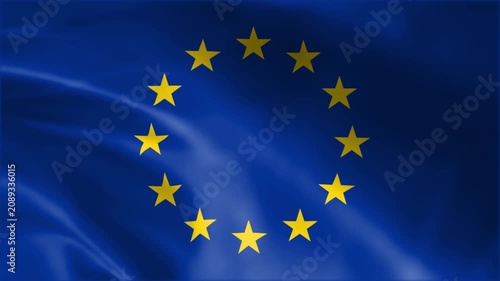 Realistic European Union Flag Waving Seamless 4K Loop Animation