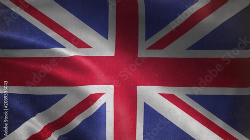 Flag of the United Kingdom Waving in the Wind Seamless 4K Loop Animation