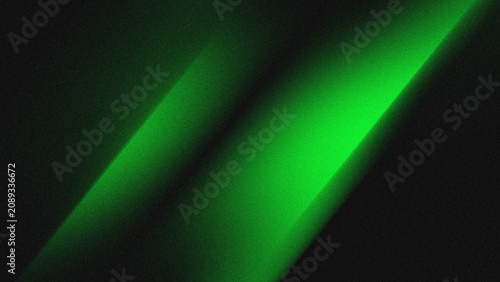 Abstract green light beam on black background with grainy texture for presentation