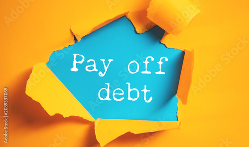 Fotografie Pay Off Debt Text on Card