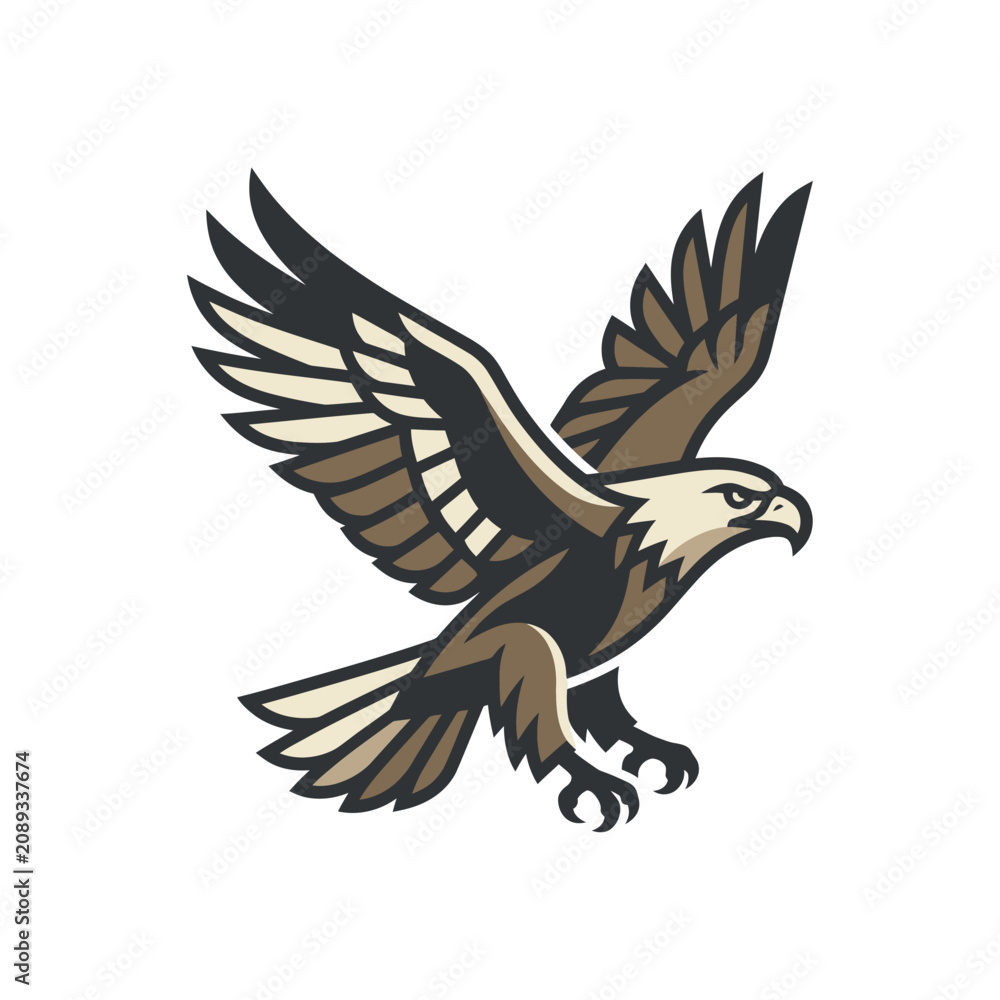 Fototapeta premium Stylized graphic illustration of a majestic eagle in flight.