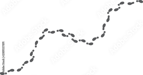 Foto Black winding human footprint path silhouette